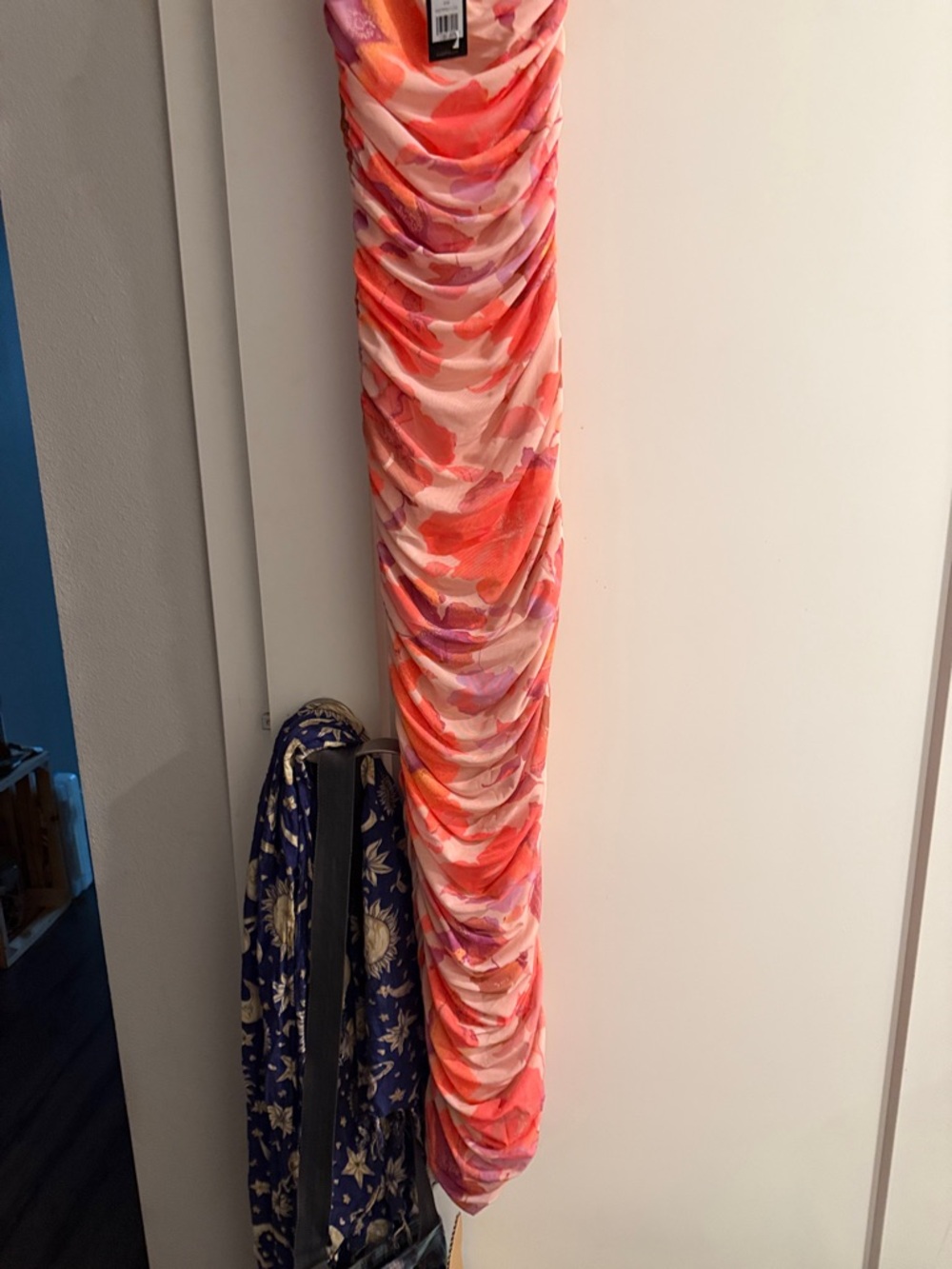 Pink Coral Ruched Midi Dress - Picture 3 of 4